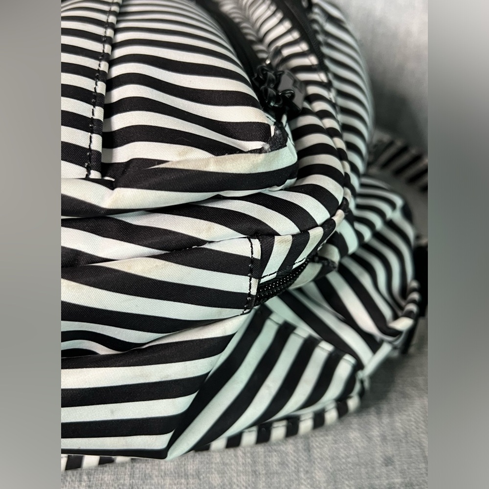 Ju-Ju-Be Be Right Back Black and White Striped Diaper Bag Backpack - Picture 2 of 16